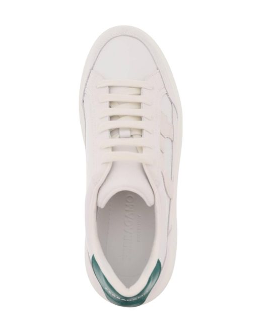 Ferragamo White Gancini Low-Top Sneakers for men