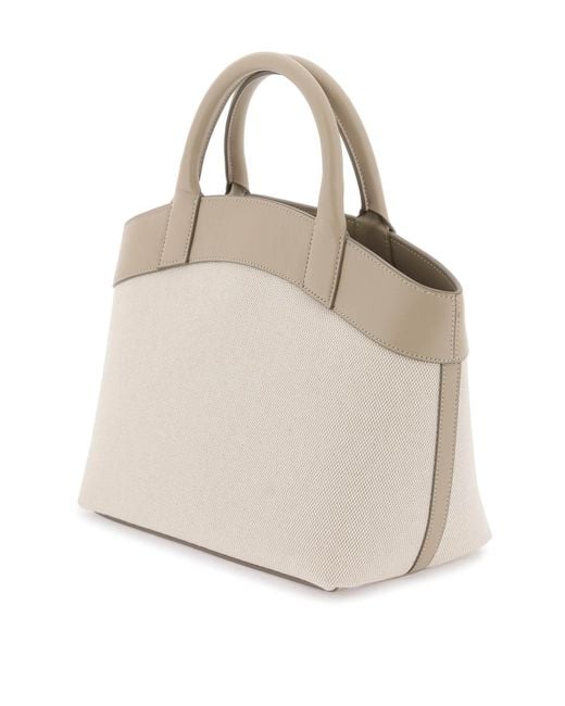 SAVETTE Natural Small Round Canvas Tote Bag