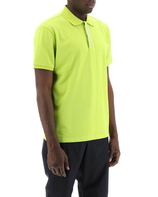 Moncler Yellow Polo Shirt With Branded Button for men