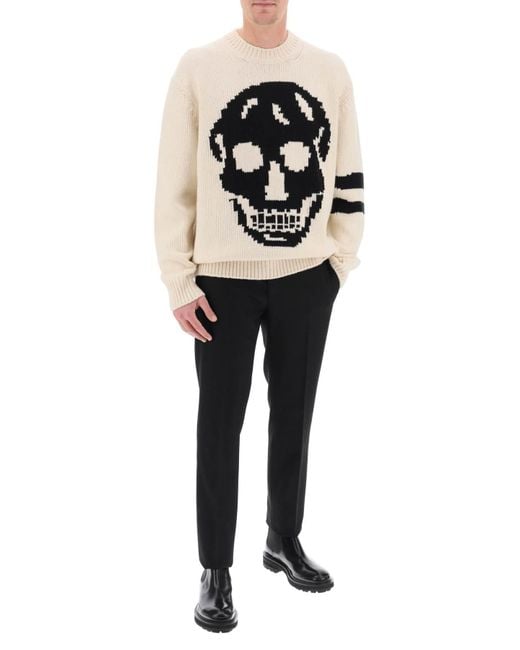 Alexander McQueen Black Wool Cashmere Skull Sweater for men