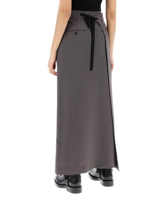 MM6 by Maison Martin Margiela Gray Maxi Skirt With Tieable Panel