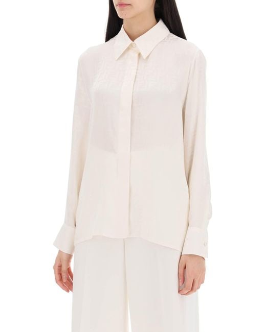 Fendi White "silk Crêpe Ff Shirt