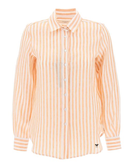 Weekend by Maxmara Pink Linen Striped Shirt For By Lari