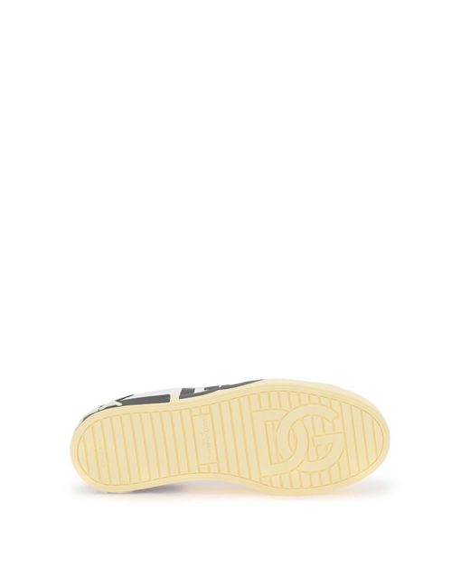 Dolce & Gabbana White Leather Portofino Sneakers With Dg Logo for men