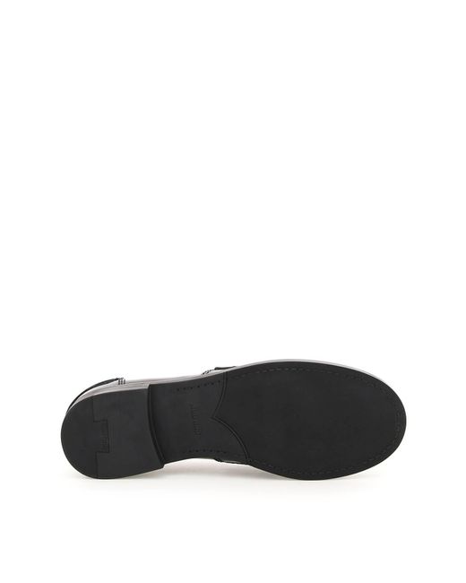 Miu Miu Black Brushed Leather Penny Loafers