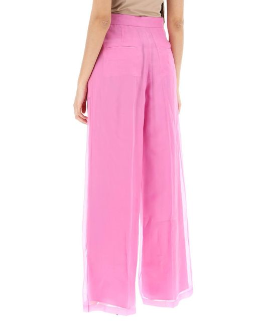 Max Mara Pink Silk Organza Tailored Pants