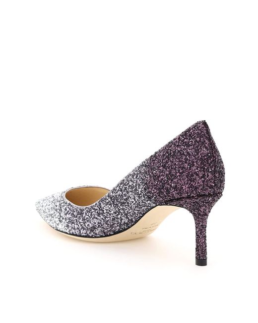 Jimmy Choo Leather Gradient Glitter Romy 60 Pumps in Silver,Purple (Metallic) - Lyst
