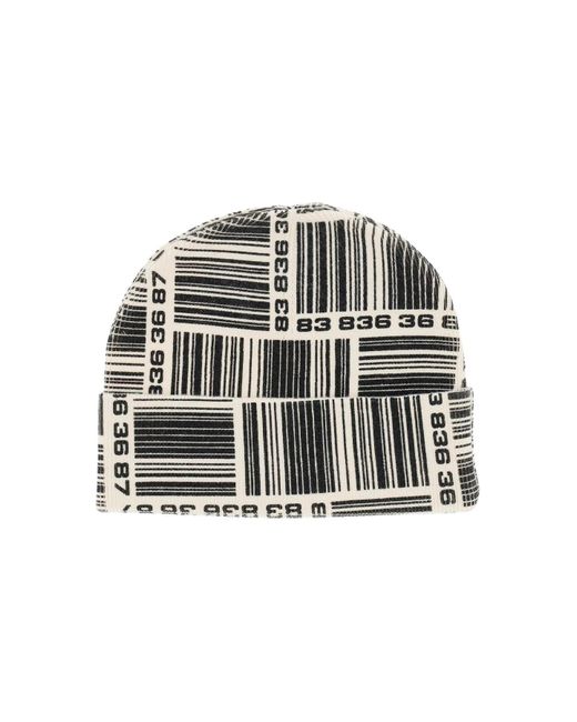 VTMNTS Black Barcode Monogram Beanie Hat for men