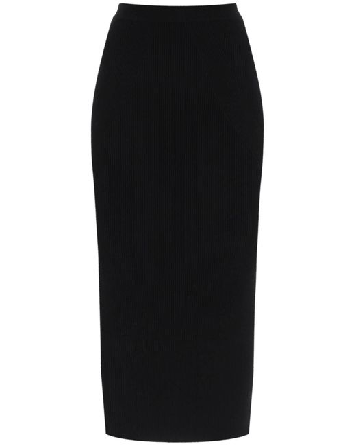 Alexander McQueen Black Ribbed-knit Pencil Skirt