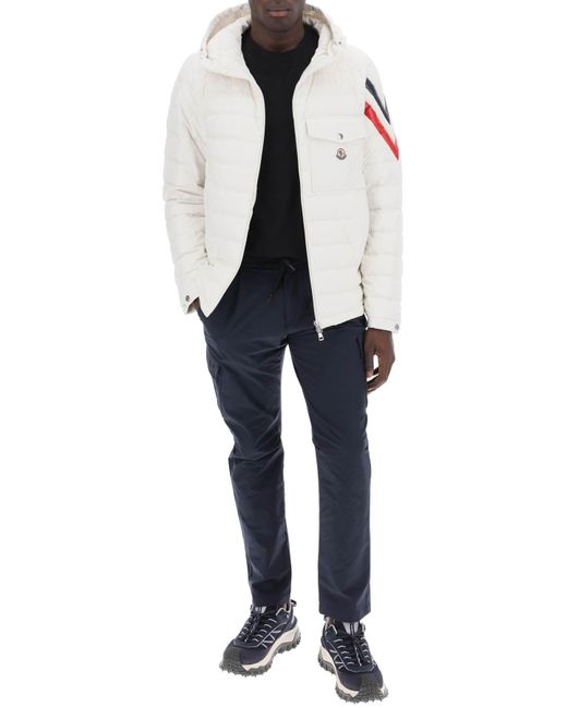 Moncler White Berard Down Jacket With Tricolor Intarsia for men