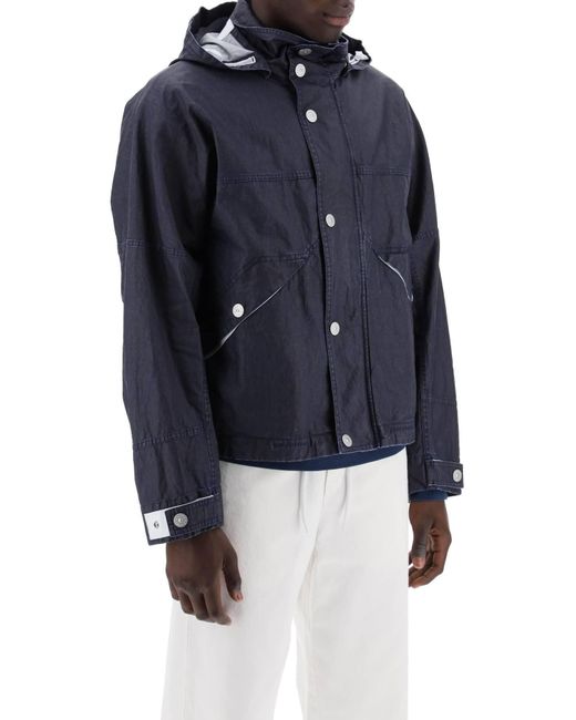 Stone Island Blue "Marina Raw Plated Linen Jacket With for men