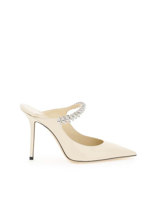 Jimmy Choo Bing Crystal Mules 36 Beige Leather in Natural | Lyst