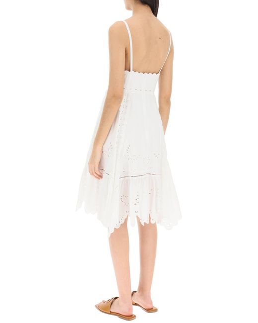 Weekend by Maxmara White 'Alcuno' Scalloped Cotton Broderie Dress