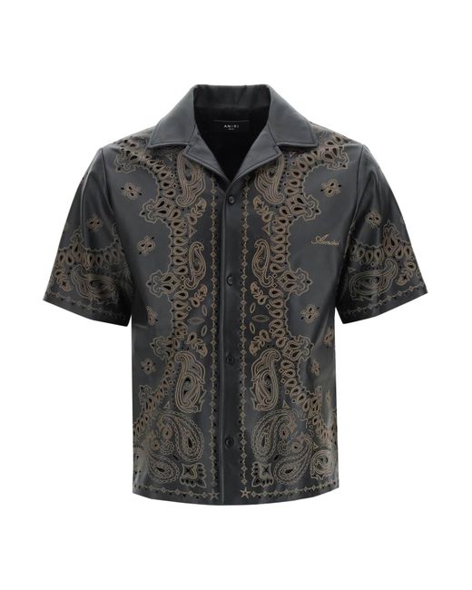 Amiri Leather Bowling Shirt in Black for Men - Save 29% | Lyst UK