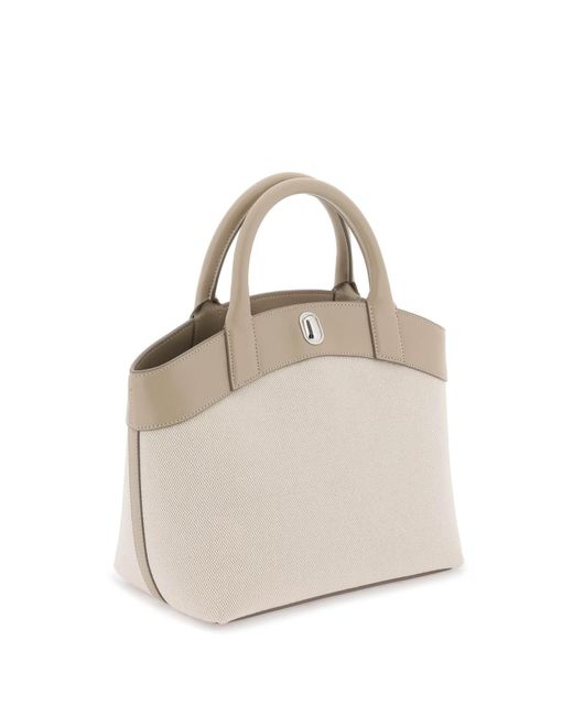 SAVETTE Natural Small Round Canvas Tote Bag