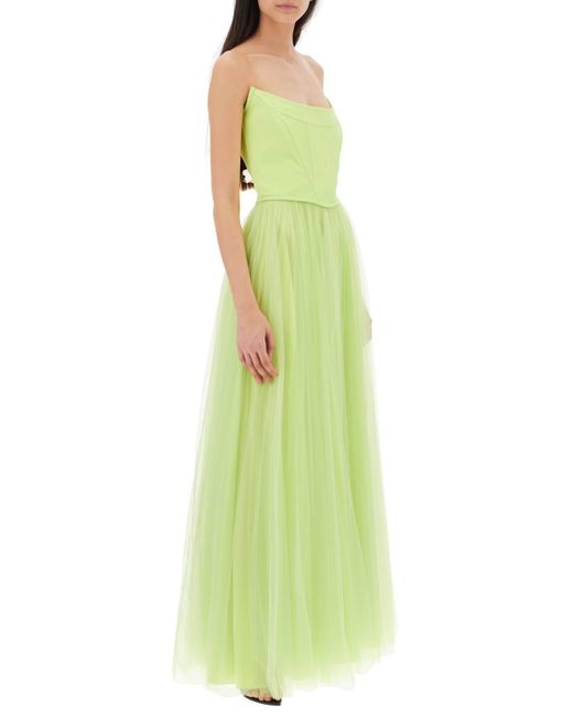 19:13 Dresscode Green Long Bustier Dress With Shaped Neckline