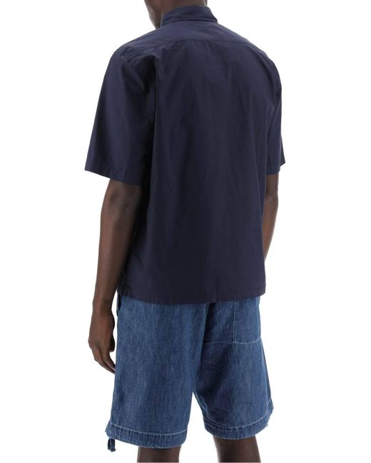 C P Company Blue Short-Sleeved Poplin Shirt for men