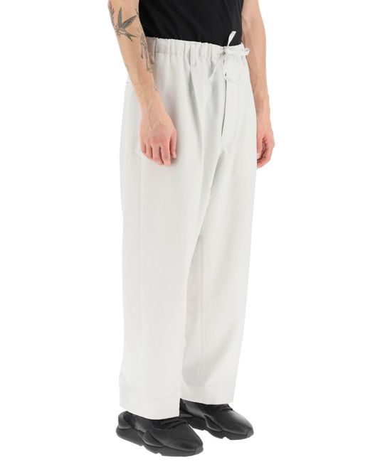 Y-3 White Lightweight Twill Pants With Side Stripes for men