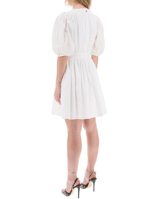 ROTATE BIRGER CHRISTENSEN White Rotate Mini Dress With Balloon Sleeves And Cut-out Details