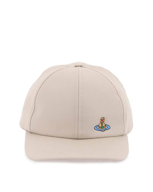 Vivienne Westwood Natural Uni Colour Baseball Cap With Orb Embroidery