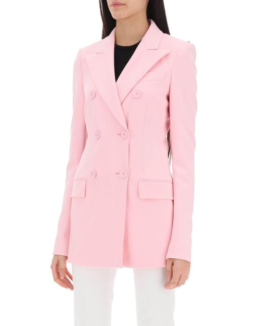 Sportmax Pink Frizzo Double-breasted Blazer In Jersey