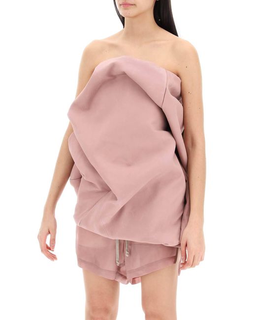 Rick Owens Pink Ny Leather Bustier Top For
