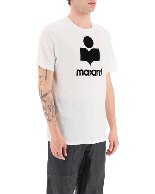 Isabel Marant White 'karman' Logo Linen T Shirt for men