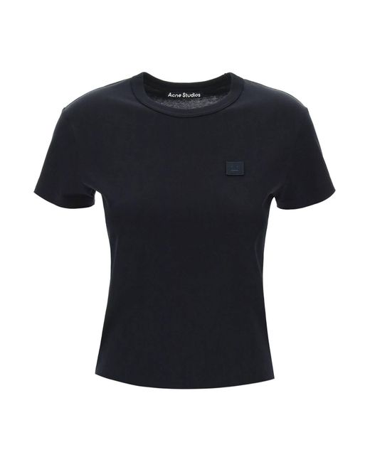 T-Shirt Girocollo Con Patch Logo di Acne in Black