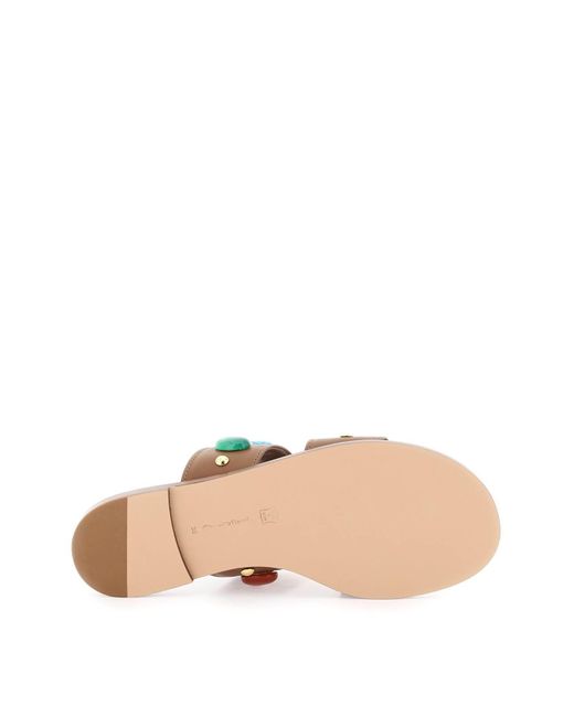 Gianvito Rossi Brown "slides With Natural Stone Embell