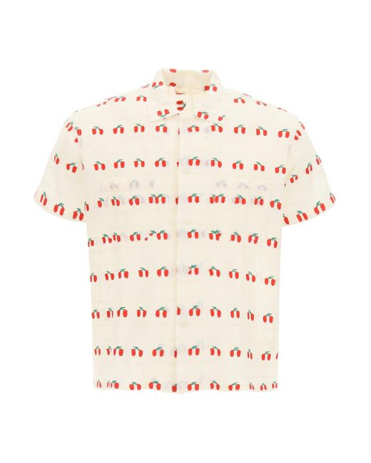 Bode Natural Sheer Cherry Shirt Xs/s Cotton for men