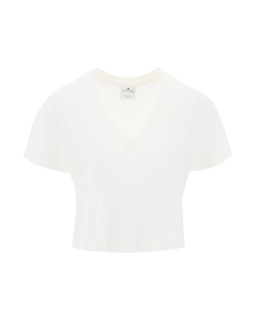 Courreges White Courreges Cropped Logo T-shirt With