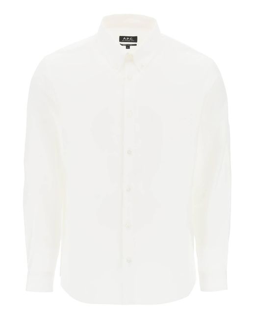 A.P.C. White Edouard Button Down Shirt for men