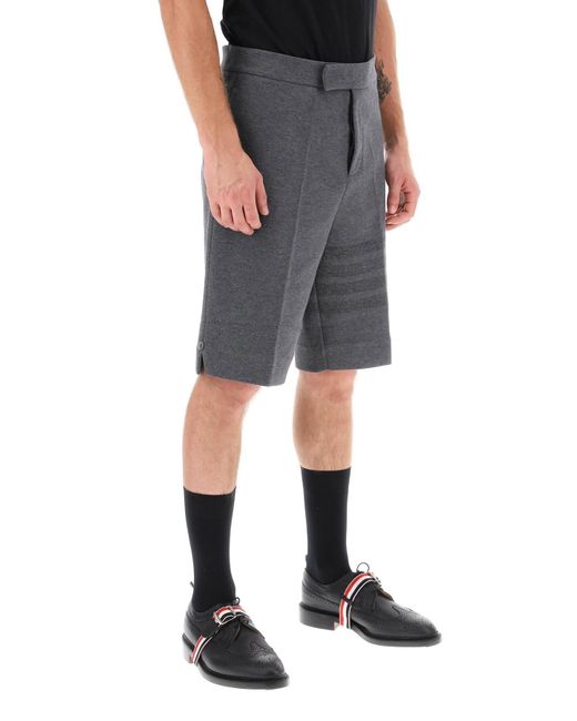 Thom Browne Gray Shorts With 4 Bar Motif for men