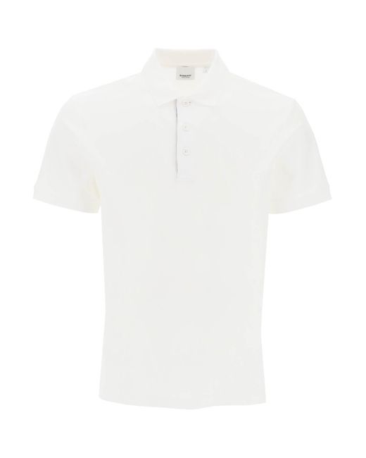 Burberry White Eddie Organic Pique Polo Shirt for men