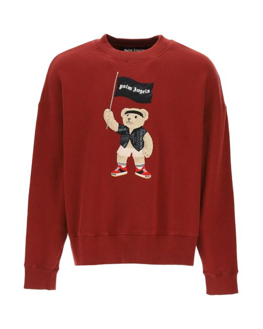 Palm Angels Pirate Bear Crewneck Sweatshirt in Red for Men | Lyst