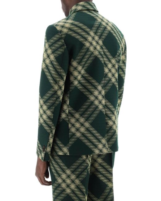 Burberry Green Single-Breasted Check Jacket for men