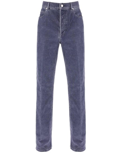 Ferragamo Blue Velvet Five-pocket Pants for men