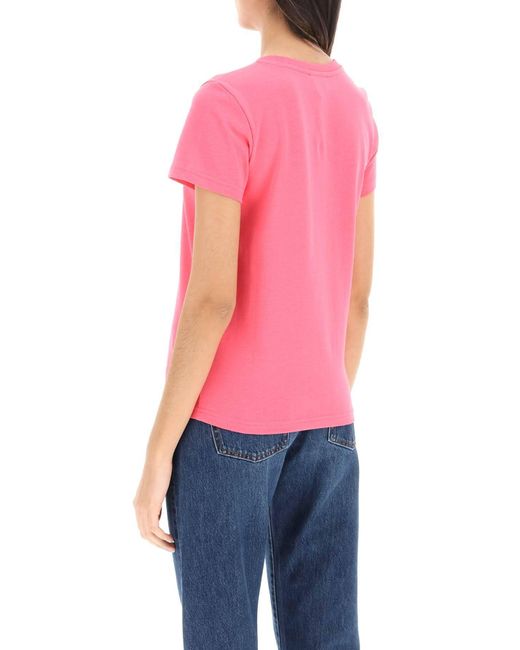 A.P.C. Pink 'new Denise' T-shirt With Logo Embroidery
