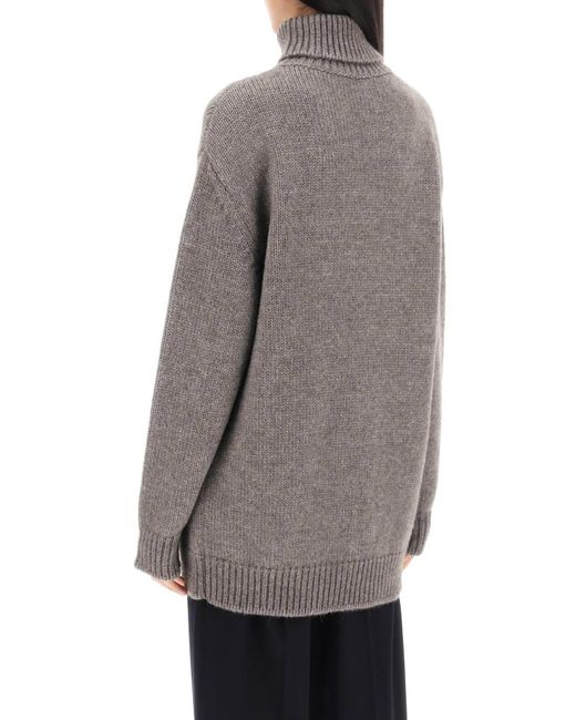 The Row Gray Elu Maxi Turtleneck Sweater
