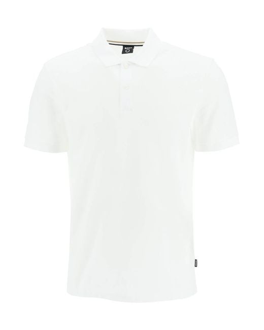 Boss White Organic Cotton Pallas Polo Shirt for men