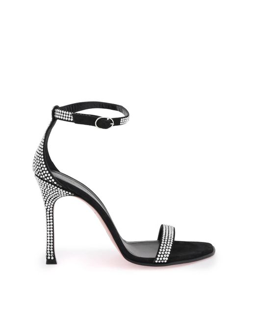 AMINA MUADDI Black Crystals 'Kim' Sandals