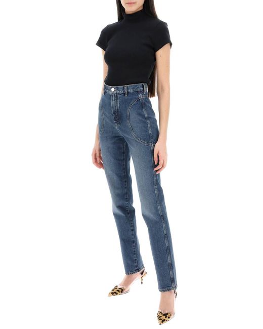 Alaïa Blue High-Waisted Slim Fit Jeans