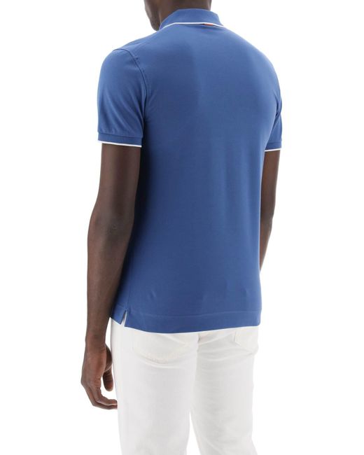 Zegna Blue Slim Fit Polo Shirt In Stretch Cotton for men