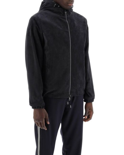 Moncler Black Reversible Suede Frejus Jacket In for men