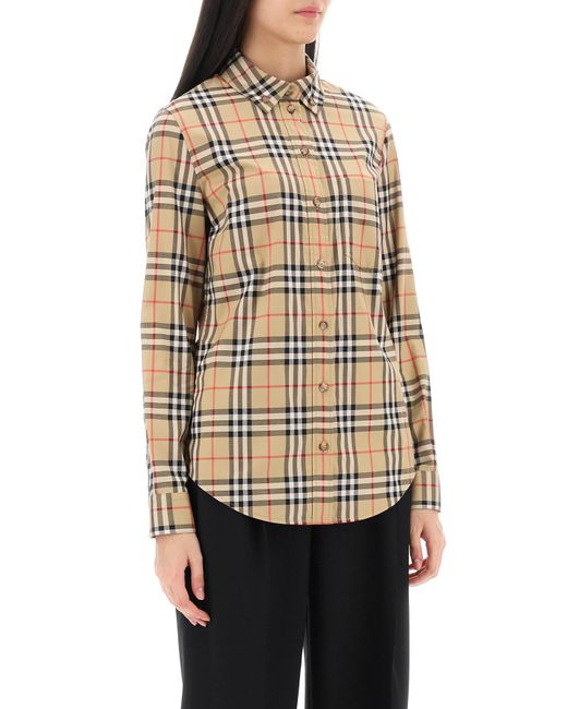 Burberry Natural Lapwing Button-down Shirt With Vintage Check Pattern