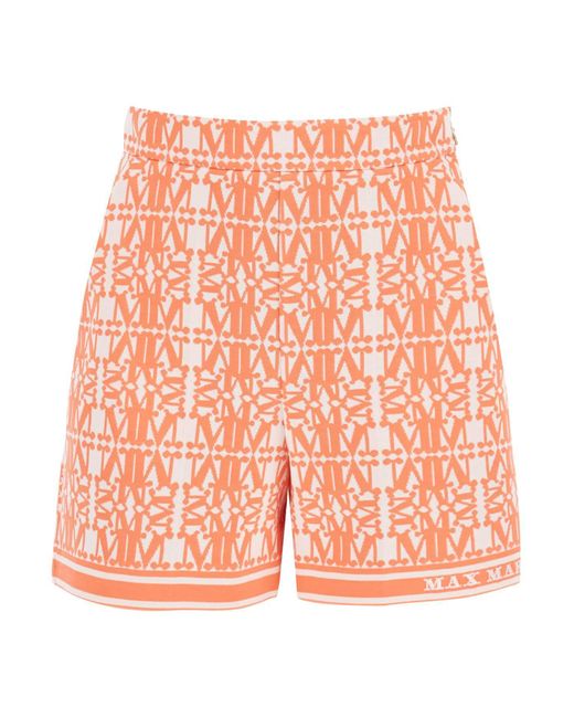 Max Mara Orange 'Anagni' Cotton Jersey Jacquard Shorts