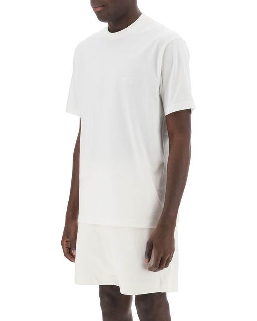 Y-3 White T Shirt With Tonal Logo for men