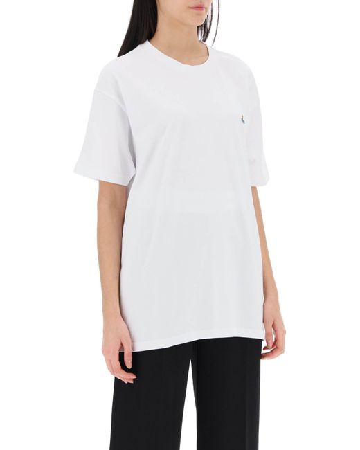 T Shirt Classica Con Logo Orb di Vivienne Westwood in White