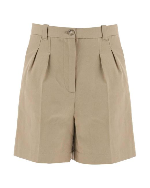 A.P.C. Natural Cotton And Linen Nola Shorts For