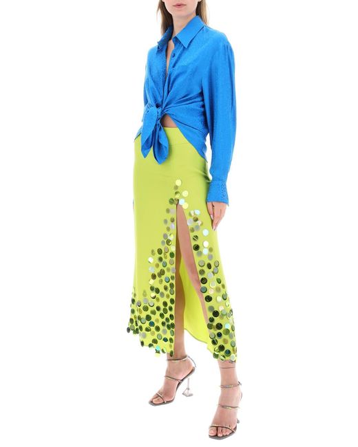 Art Dealer Green Midi Skirt With Maxi Sequins